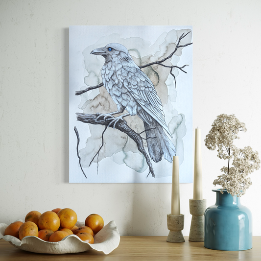 Magic White Raven Art Print