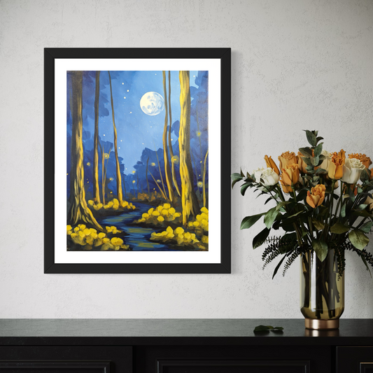 Forest Fireflies Art Print