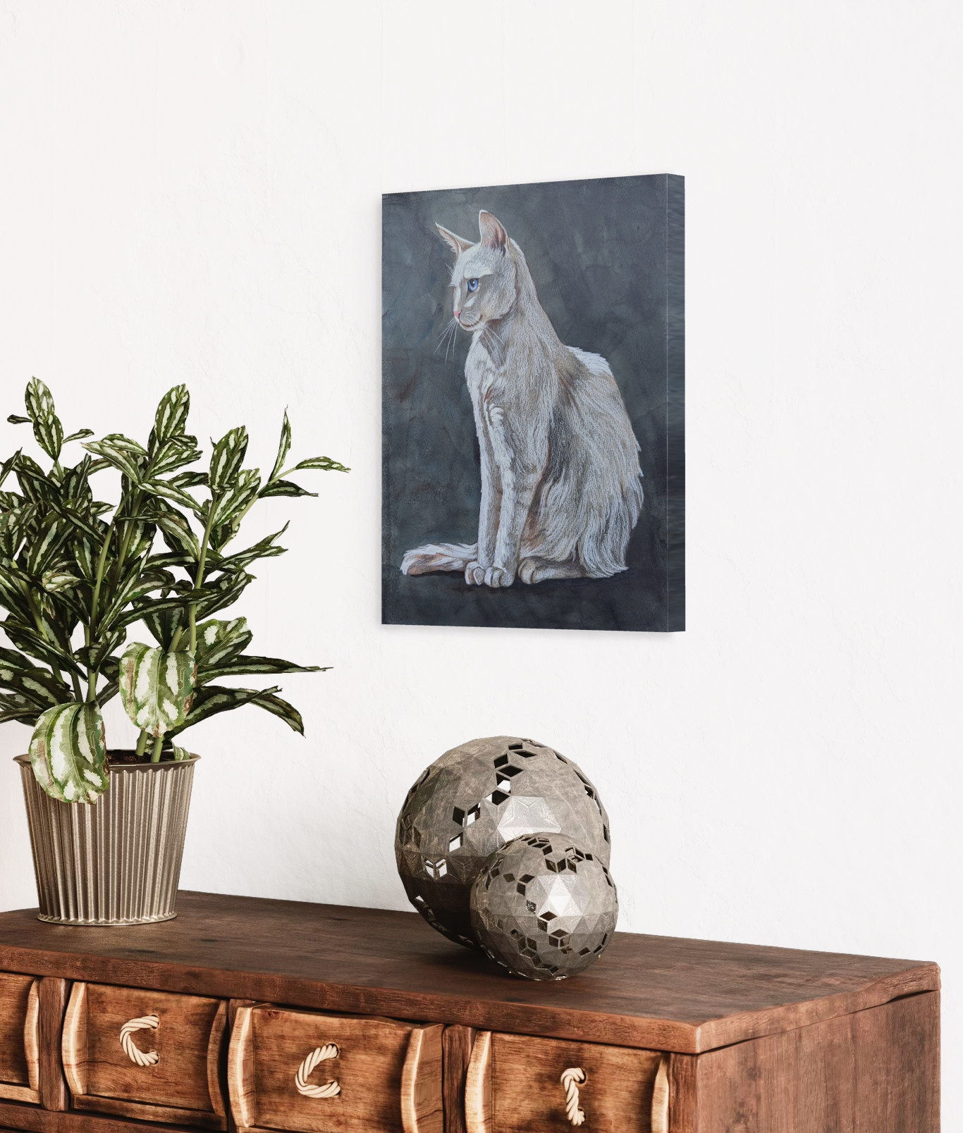 Independence White Cat Art Print