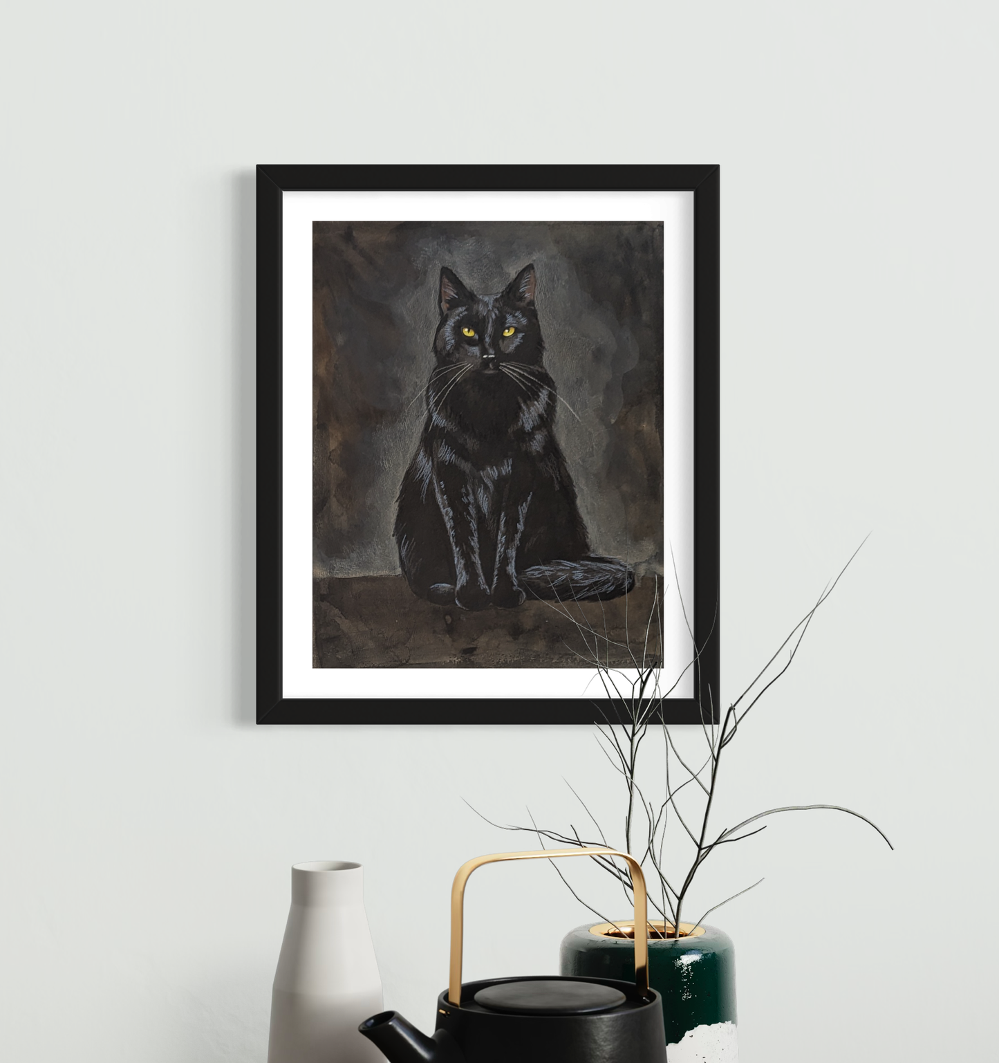 Protection Black Cat Art Print