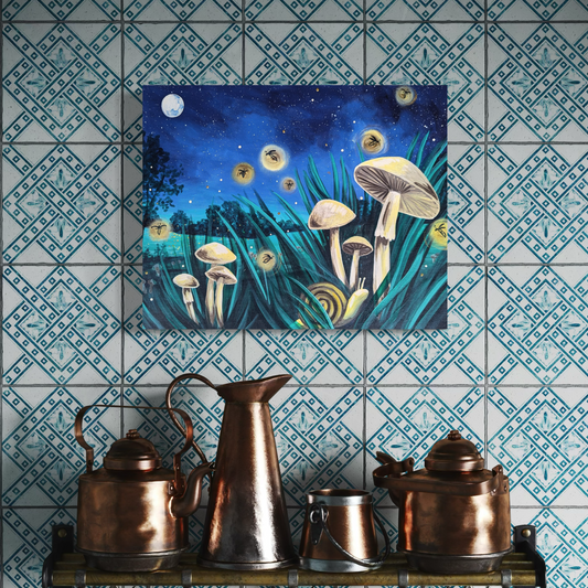 Midnight Mushrooms Art Print