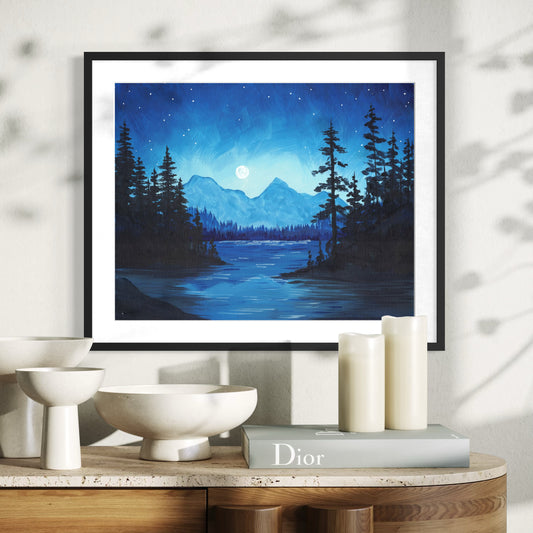 Moonlit Pines Art Print