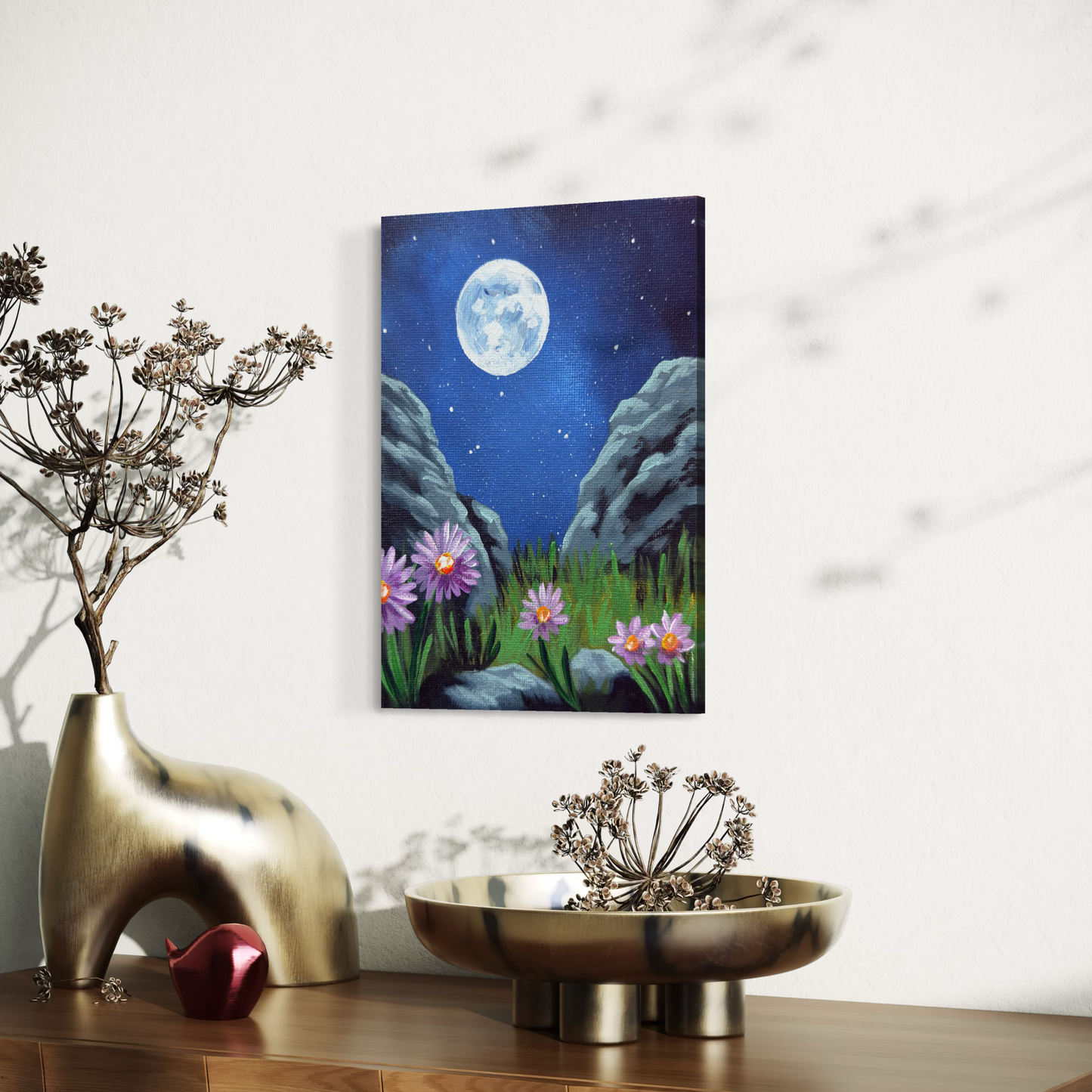 Moonlit Flowers Art Print