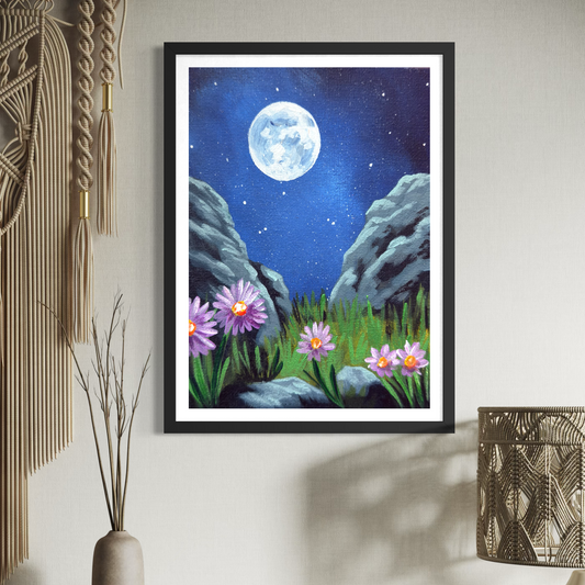 Moonlit Flowers Art Print