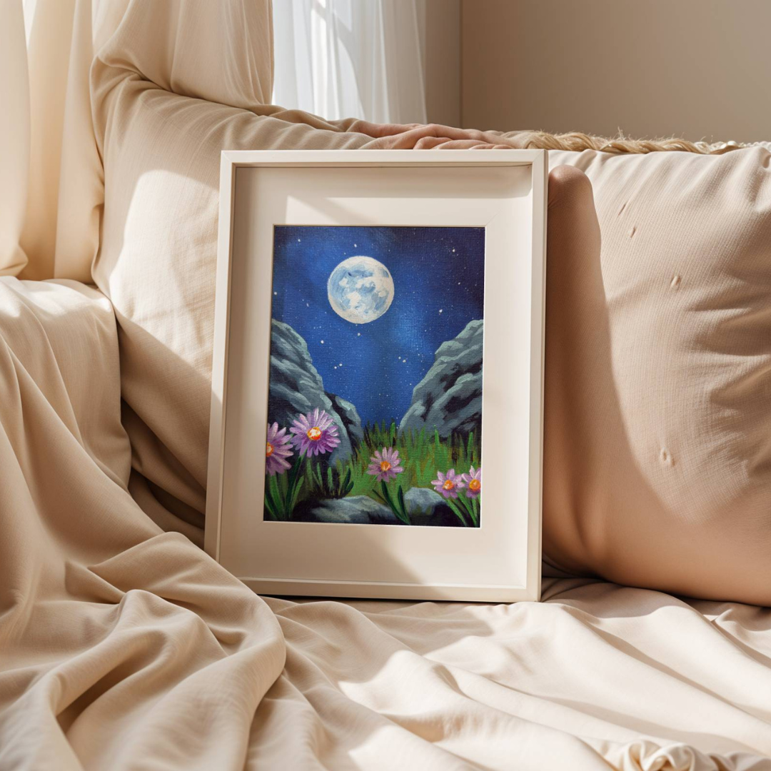 Moonlit Flowers Art Print