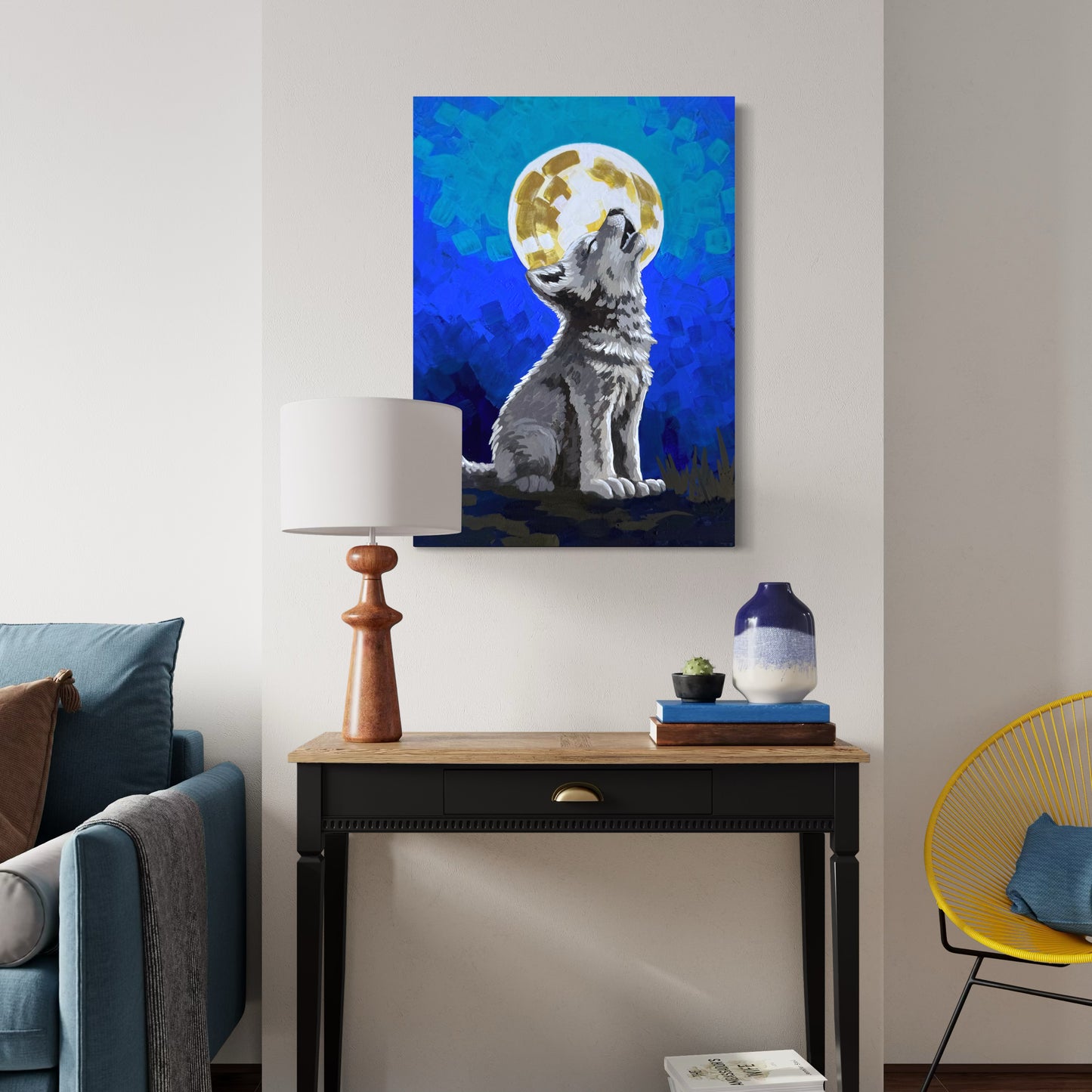 Howling Wolf Pup Art Print