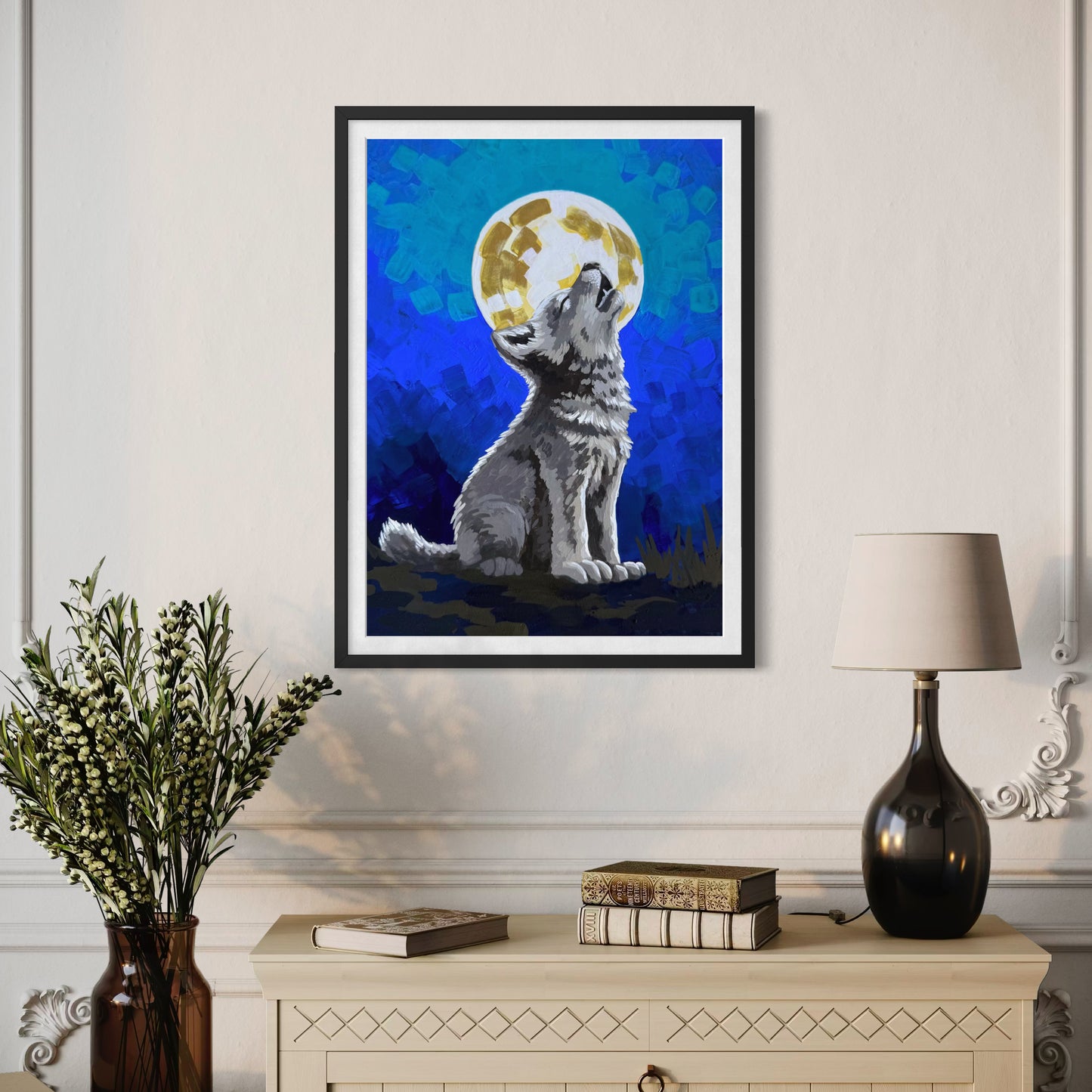 Howling Wolf Pup Art Print