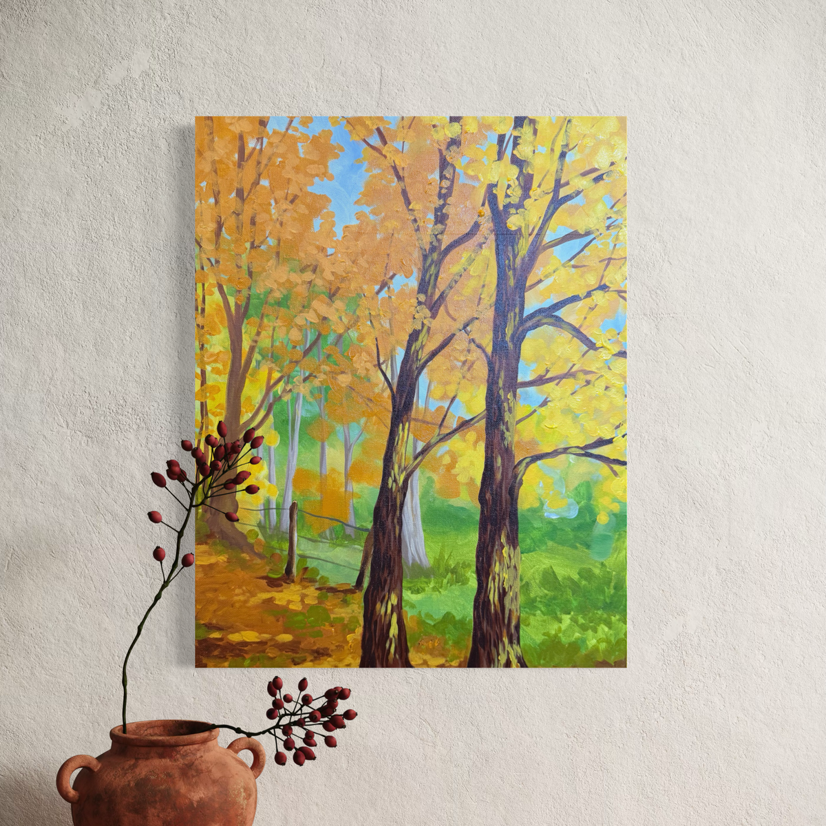 Golden Fall Leaves Art Print