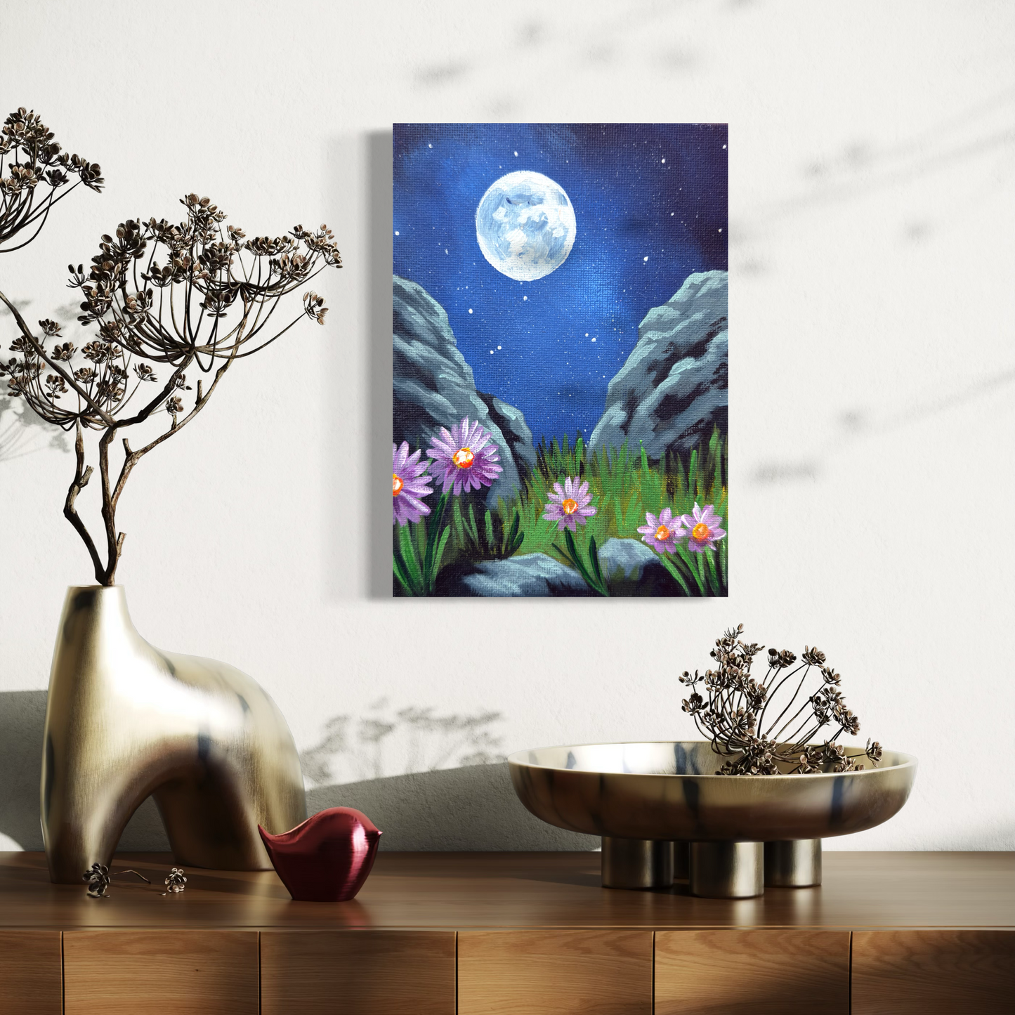 Moonlit Flowers Art Print
