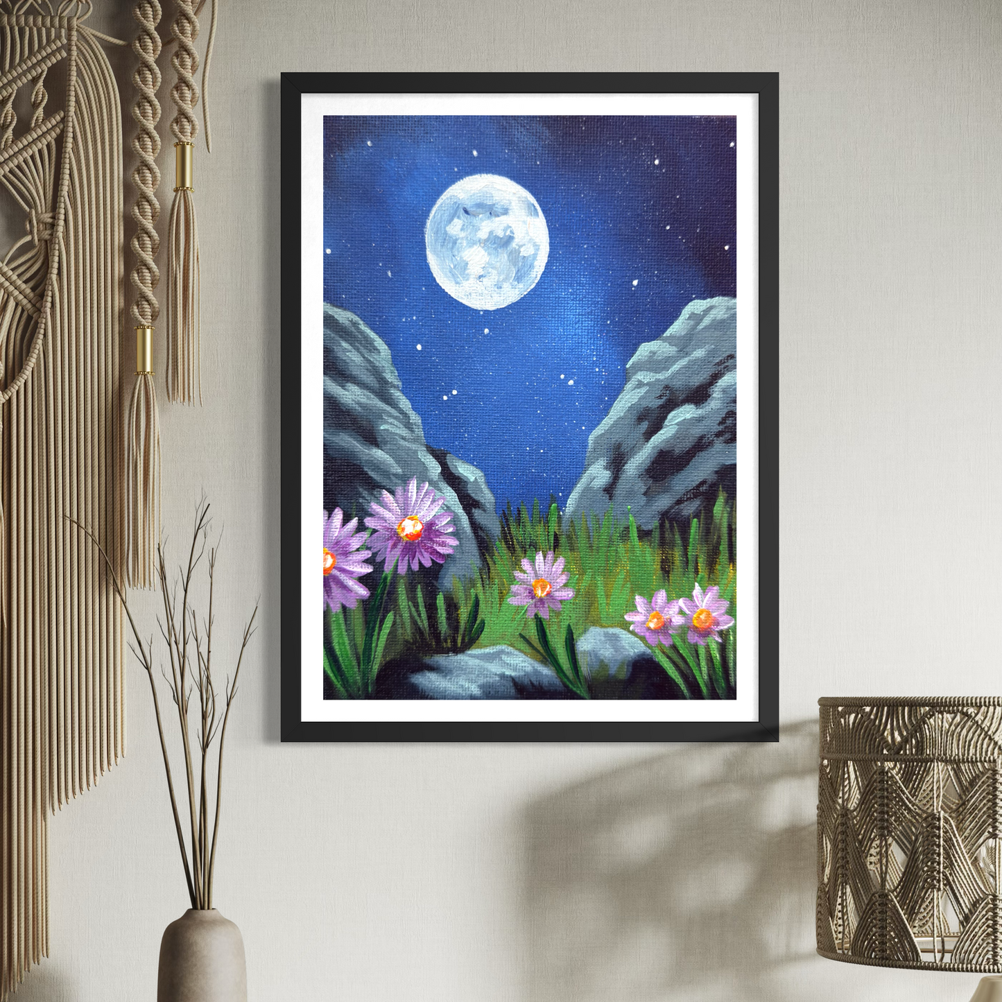 Moonlit Flowers Art Print