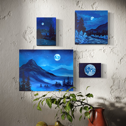 Blue Moon Collection Set of 4 Art Prints