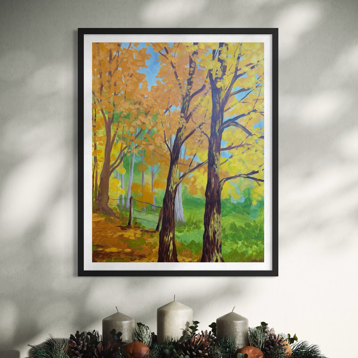 Golden Fall Leaves Art Print