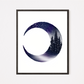 Art print featuring the waxing crescent moon with pine trees inside creating a wintery night scene